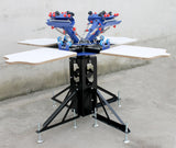 4 Color 4 Station Screen Printing Machine Screen & Platen Rotating Micro-Registration Screen Printing Press Equipment