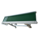 Long Green PVC Belt Conveyor 59"*11.8" Double Baffle Conveyor Adjustable Height Inclined Wall Conveyor Belt Packaging Machine