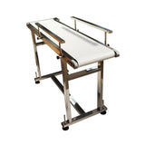 110V Packaging Machine Long White PU Belt Conveyor 53inch Length 11.8inch Width Conveyor with Double Guardrail