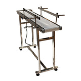 110V Packaging Machine Long White PVC Belt Conveyor 53inch Length 7.8inch Width Conveyor with Double Guardrail