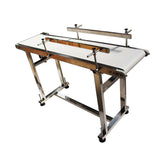 110V Packaging Machine Long White PU Belt Conveyor 53inch Length 11.8inch Width Conveyor with Double Guardrail