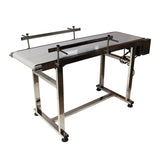 110V Packaging Machine Long White PVC Belt Conveyor 53inch Length 15.7inch Width Conveyor with Double Guardrail