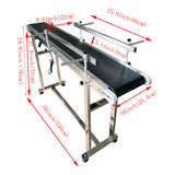 Conveyor Belts 59''x 7.8'' Powered Rubber PVC Belt Double Guardrail