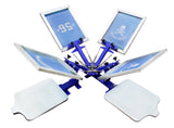 4 Color 2 Station Screen Printing Machine Single Rotating Screen Printing Press with Free Squeegees