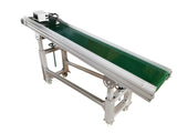 70.8"x11.8" Green PVC Belt Inclined Conveyor Systems Adjustable Height 19.6-31.4 in for Packaging