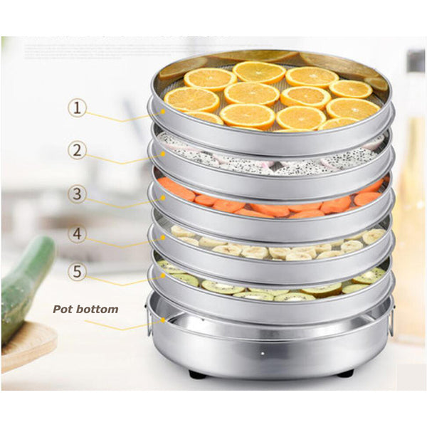 5 Layer Fruit Vegetable Stainless Steel Round Household Food Dry Machine 110V