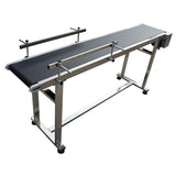 PVC Belt Conveyor Packaging Machine Baffle Double Guardrails 70.9" Length 11.8" Width Black Stainless Steel