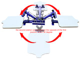 4 Color 2 Station Screen Printing Machine Single Rotating Screen Printing Press with Free Squeegees