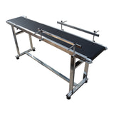 PVC Belt Conveyor Packaging Machine Baffle Double Guardrails 70.9" Length 11.8" Width Black Stainless Steel