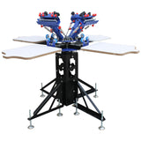 4 Color 4 Station Screen Printing Machine Screen & Platen Rotating Micro-Registration Screen Printing Press Equipment