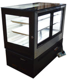220V 35inch Glass Refrigerated Cake Pie Showcase Bakery Display Case Cabinet Countertop Right Angle Back Door