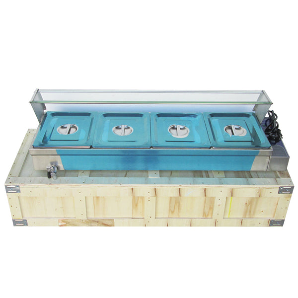 4-Pan Buffet Bain-Marie Food Warmer Steam Table 1500W 110V  46×14×10inch