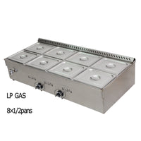 8 Pans LP Gas Food Warmer Bain-Marie Buffet Countertop Steam Table 1/2 Pan