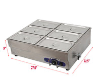 6-Pot Food Warmer 6*1/3pans 110V - asc365shop