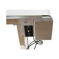 110V Packaging Machine Long White PVC Belt Conveyor 53inch Length 7.8inch Width Conveyor with Double Guardrail