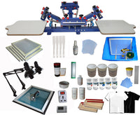 4 Color 2 Station Screen Printing Kit Press T-Shirt Printing Kit Silk Screen Printing Bundle Machine