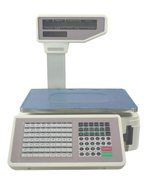 Commercial Counting Scales Digital Scales Price Computing with Label Printer for Supermarket Counting 110V with 5 Screens Vertical Rod 15KG Capacity