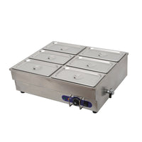 Techtongda 6-Pan Food Warmer Bain-Marie Buffet Steam Table 110V1500W Bath Warmer