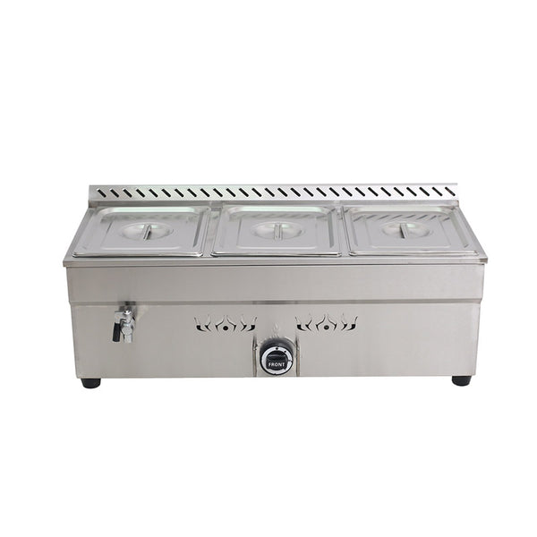 34'' 3-Pan LPG Gas Bain-Marie Buffet Countertop Food Warmer SteamTable