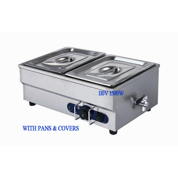 2-Pan Buffet Bain-Marie Food Warmer Steam Table 1500W 110V Warming