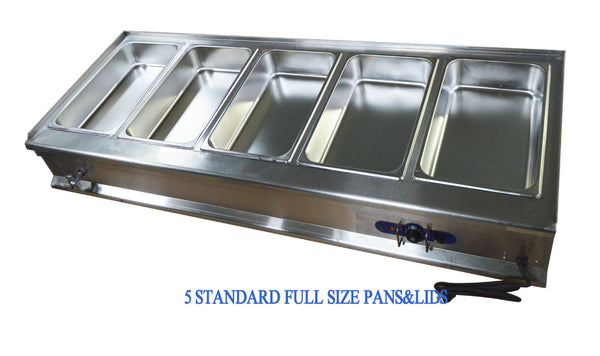 5-Well Food Warmer Steam Table Restaurant Kitchen Supply 1/1GN Pan