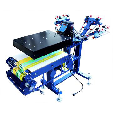 3 Color 1 Station Silk Screen Printing Press Micro-Registration Screen Printing Machine for Fabric Ribbons with Flash Dryer