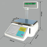 Commercial Counting Scales Digital Scales Price Computing with Label Printer for Supermarket Counting 110V with 4 Screens Vertical Rod 15 KG Capacity