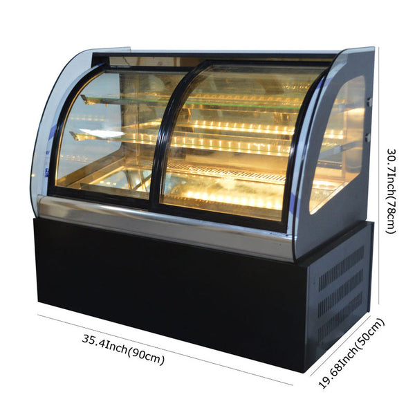 Refrigerated Cake Showcase Curved Commercial Pie Display Case Cabinet Cooler Bakery Display