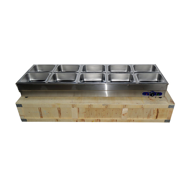 10-Pan Hot Well Steam Table Food Warmer Commercial Stainless Steel Sneeze Guard 110V