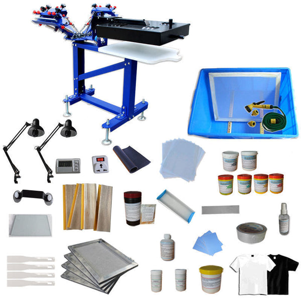 3 Color 1 Station Screen Printing Kit with Exposure Press Printer Flash Dryer