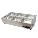 6-Pan Electric Countertop Bain-Marie Buffet Food Warmer Steam Table 41×23×15in