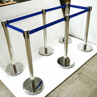 6*Stanchion Posts Queue Pole Retractable Belt Crowd Control Safety Barriers New