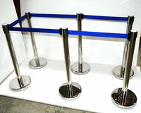 6*Stanchion Posts Queue Pole Retractable Belt Crowd Control Safety Barriers New