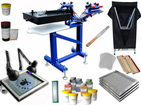 Floor Manual Kit:3 Color 1 Station Screen Printing Kit for Commercial Set