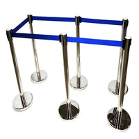 6*Stanchion Posts Queue Pole Retractable Belt Crowd Control Safety Barriers New