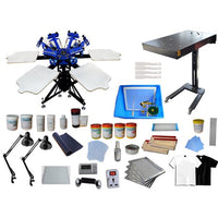 6 Color Screen Printing Kit 1800W Flash Dryer Exposure Unit with Press Materials