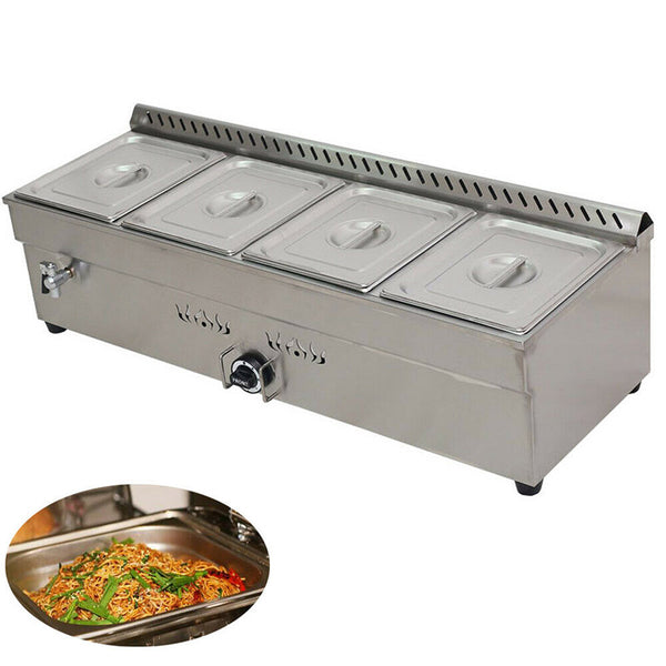4-Pan LP GAS Food Warmer Heating Machine 45" wide Bain-Marie Hometown Buffet