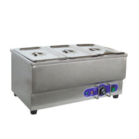 Commercial Grade Stainless Steel Bain Marie Buffet Food Warmer Steam Table for Catering and Restaurants 3-Pan 110V1500W