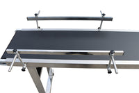 PVC Belt Conveyor Packaging Machine Baffle Double Guardrails 70.9" Length 11.8" Width Black Stainless Steel