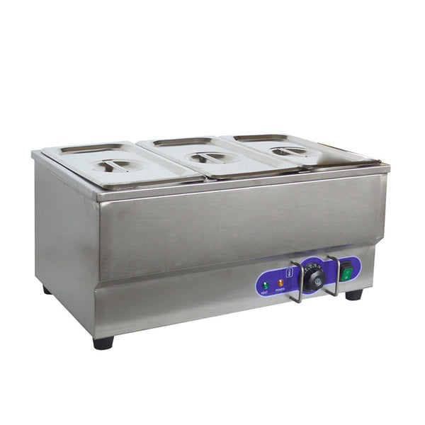 Commercial Grade Stainless Steel Bain Marie Buffet Food Warmer Steam Table for Catering and Restaurants 3-Pan 110V1500W