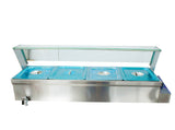 6Inch Deep 4-Pan Buffet Bain-Marie Food Warmer 1500W 110V Steam Table Stainless